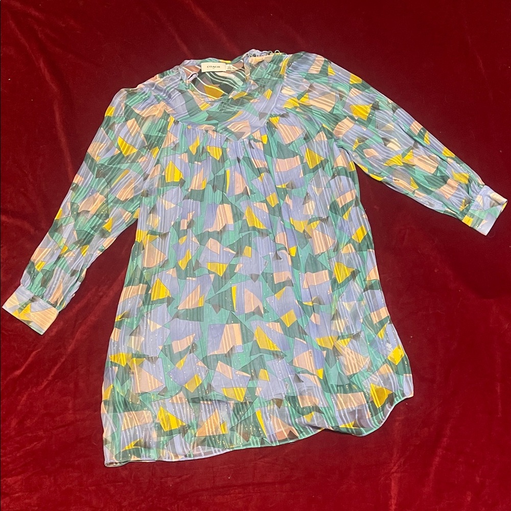 Coach Lavender/Blue/Yellow Sheer Dress with Slip NWT Size 2